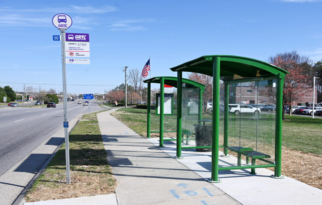 Broad & Pump after installation of benches, shelters, and trash can