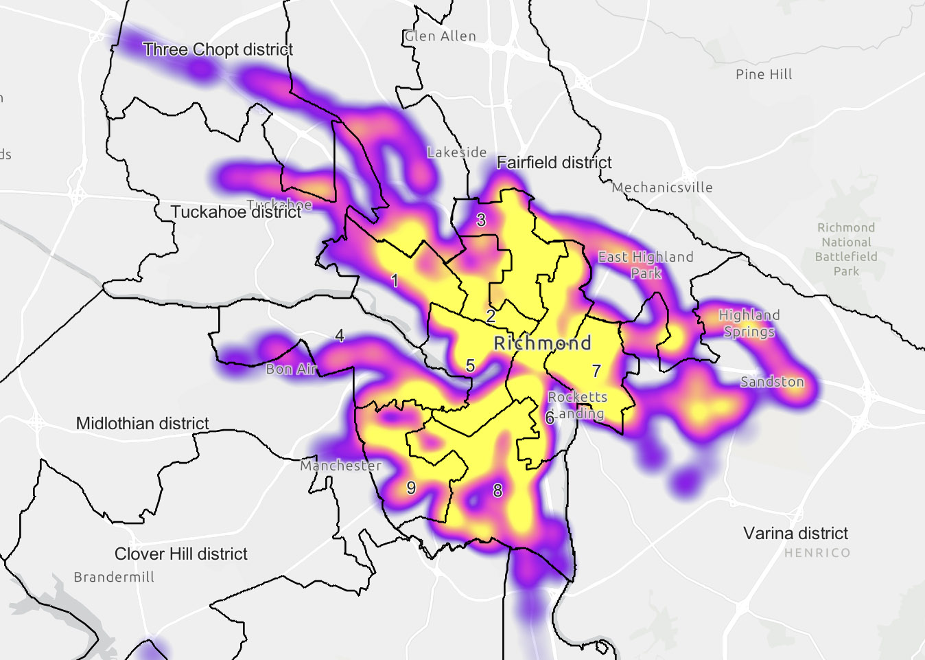 Equity Score map of GRTC Service areas