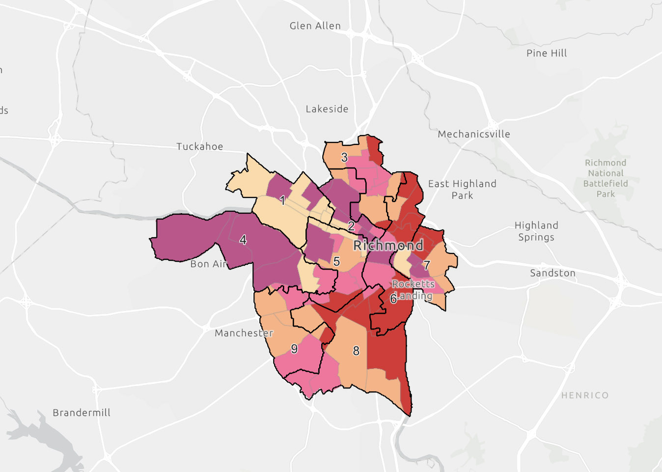 Heat Vulnerability map of City of Richmond