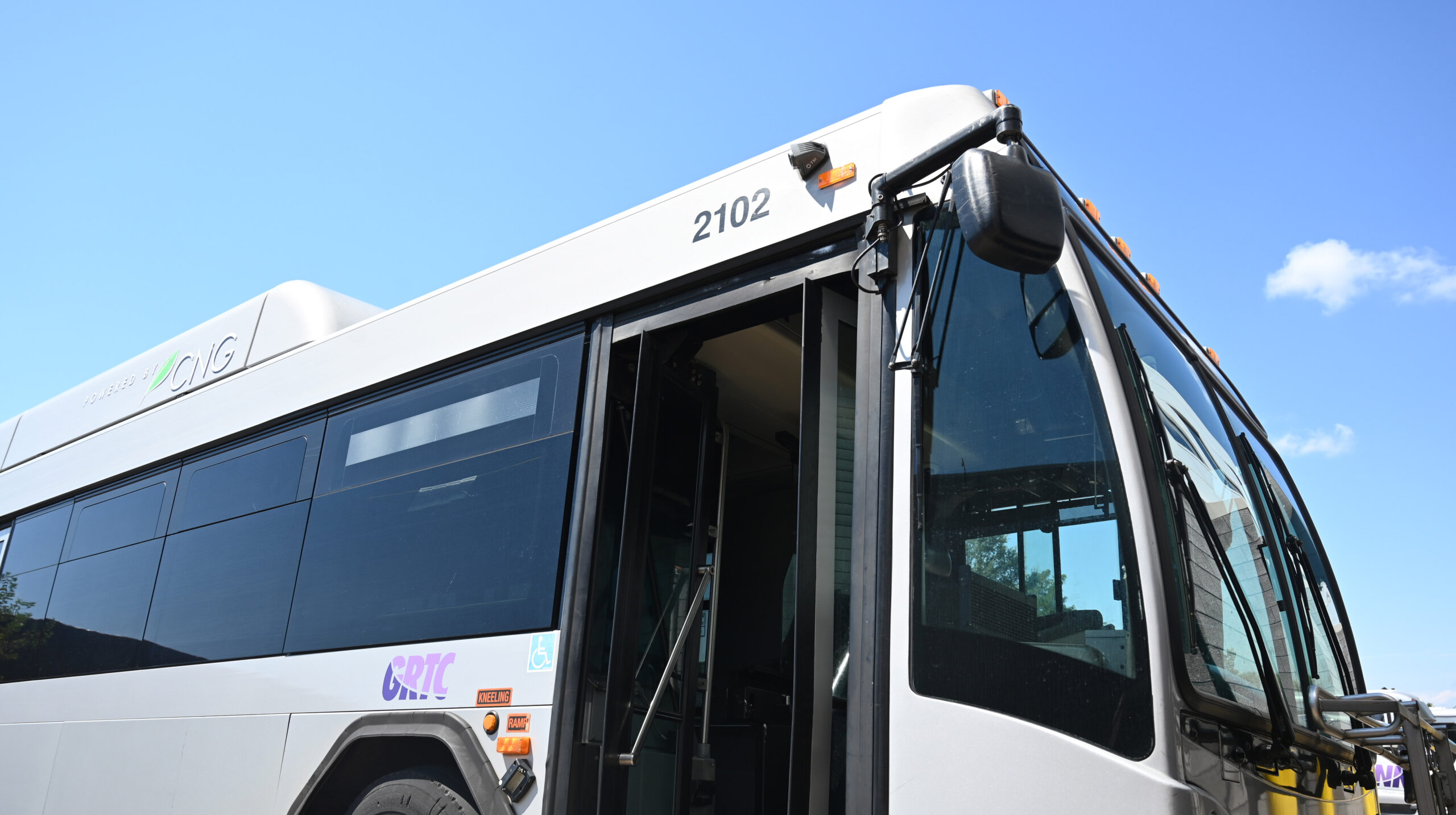 GRTC bus waiting with its door open for boarding