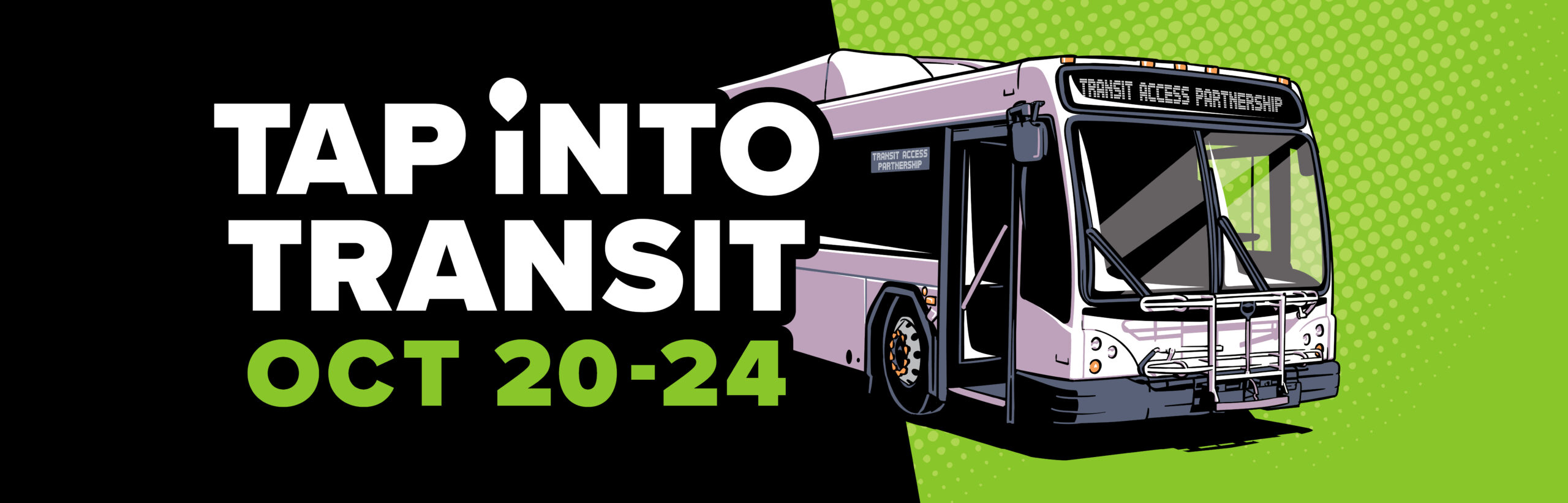 Text "TAP Into Transit Oct 20-24" with a picture of a GRTC bus