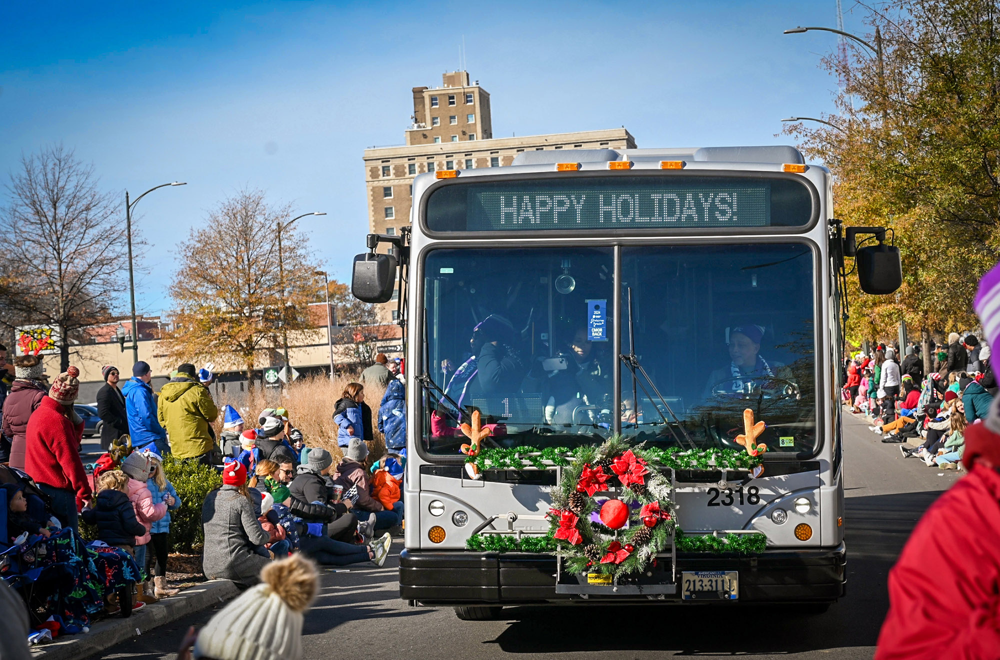 GRTC Bus in the 2024 Dominion Energy Christmas Parade